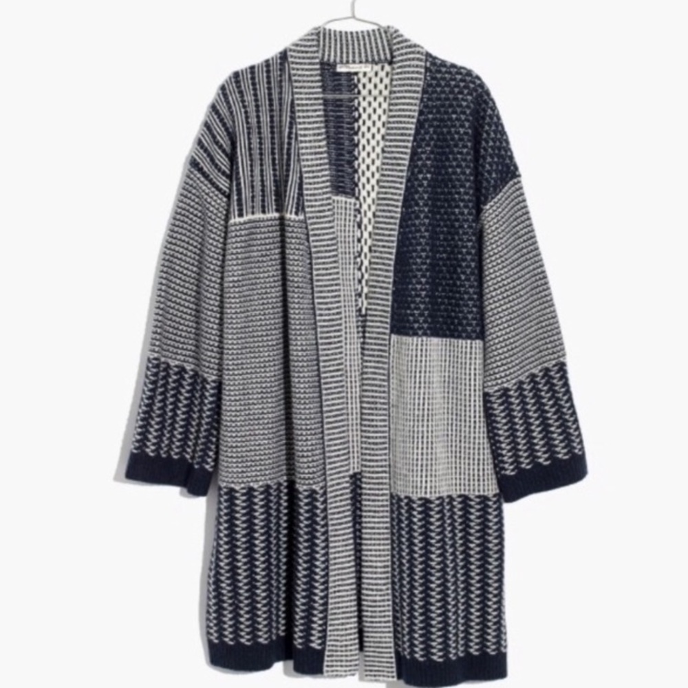Madewell Open Front Patchwork Long Knit Cardigan - image 4